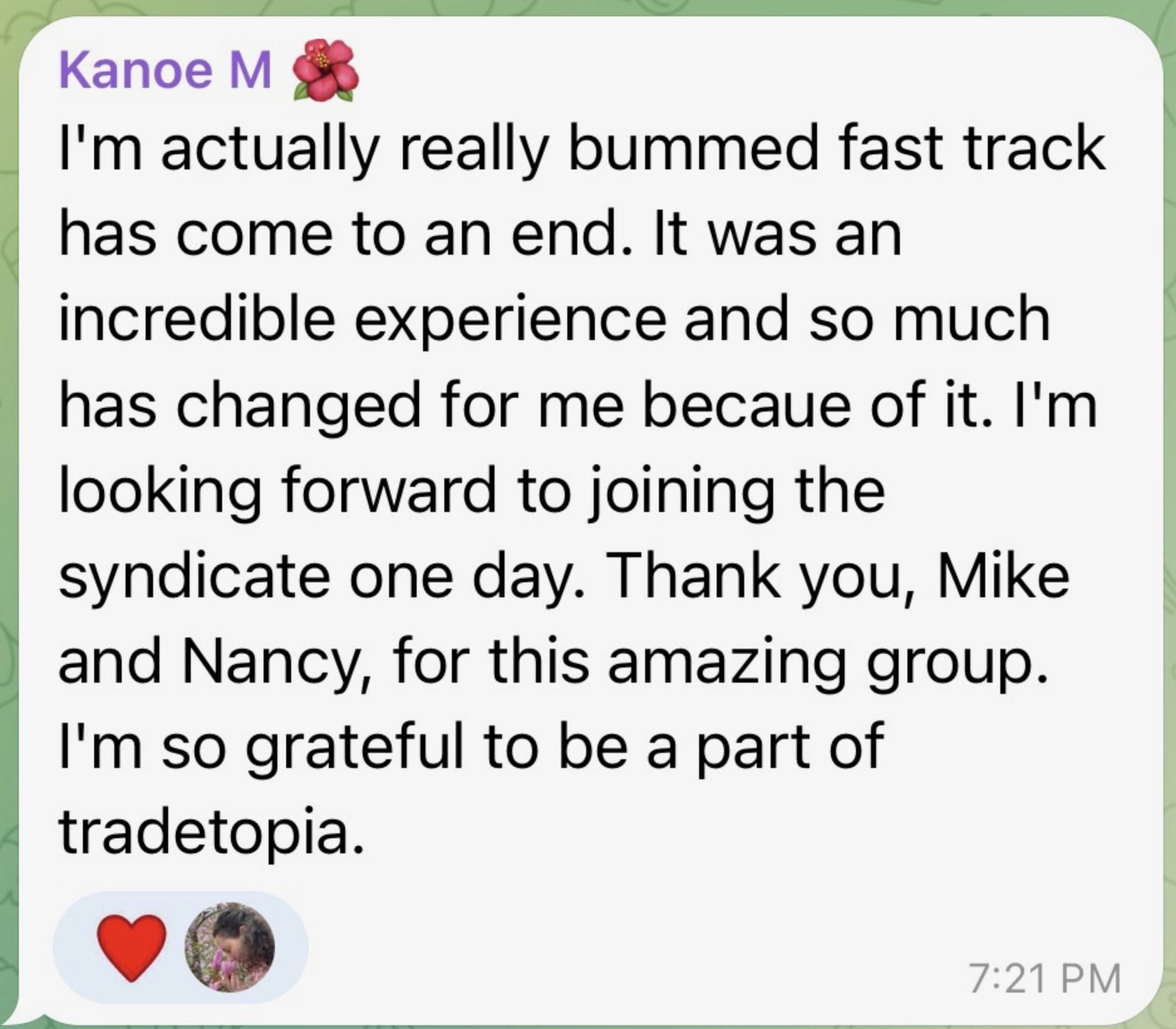 Trader testimonial