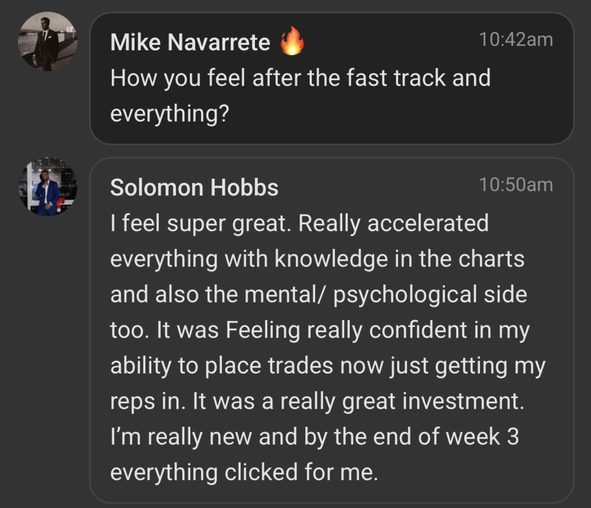 Trader testimonial