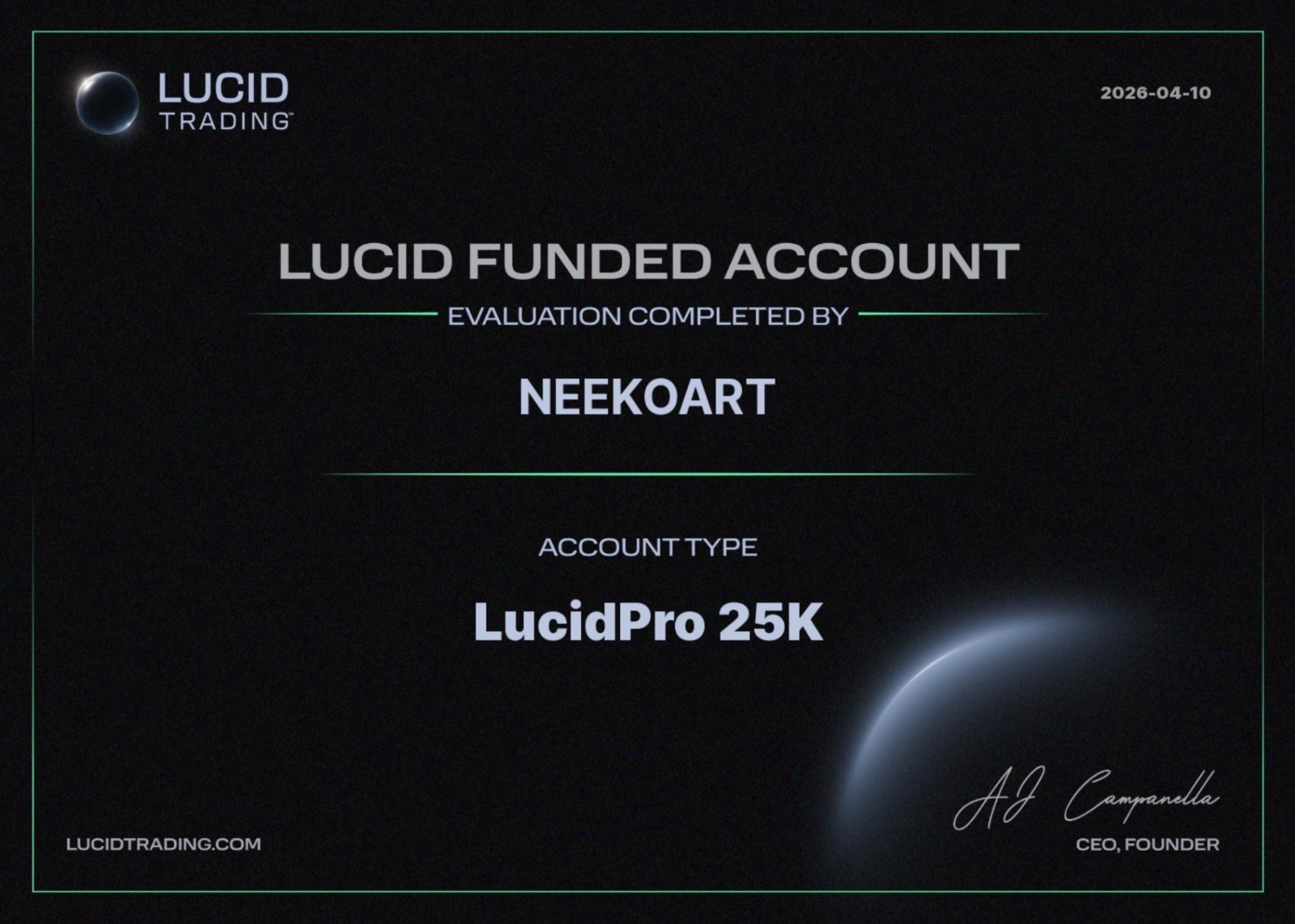 Funded trader certificate