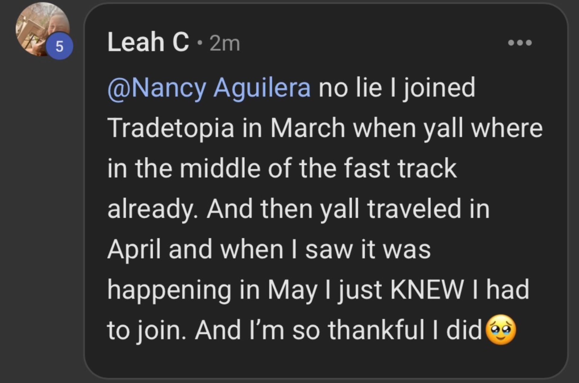 Trader testimonial